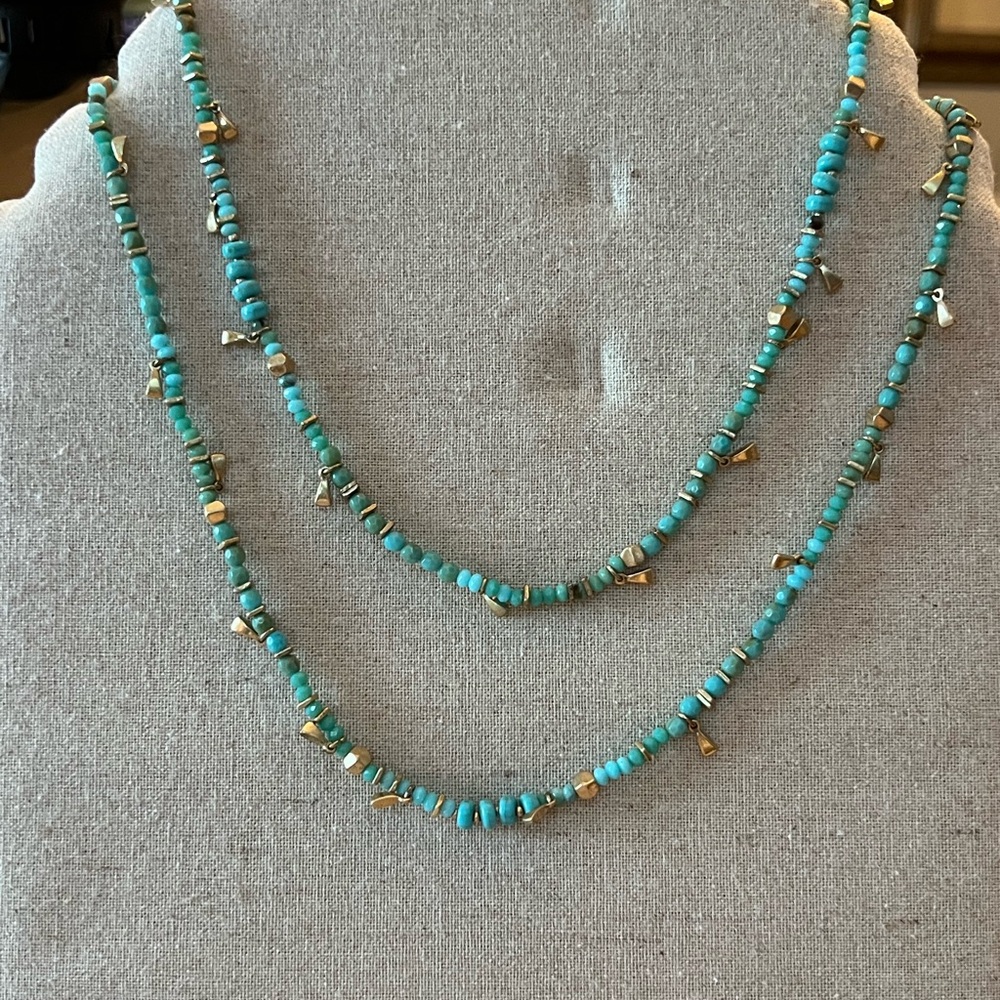 Stella & Dot Turquoise and Gold Beaded versatile Necklace or bracelet - Picture 4 of 6